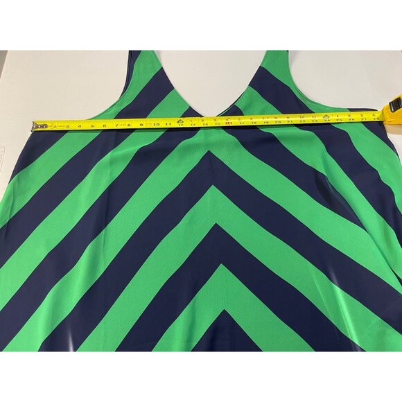 Lane Bryant Green & Navy Chevron Striped Tank Top 24L Flowy Sleeveless Plus Size - Picture 3 of 10